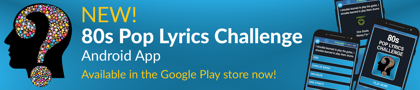 80s Pop Lyrics Challenge Android App